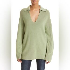 Rag & Bone Amy Ribbed Collared Green Oversized Sweater Size Small
